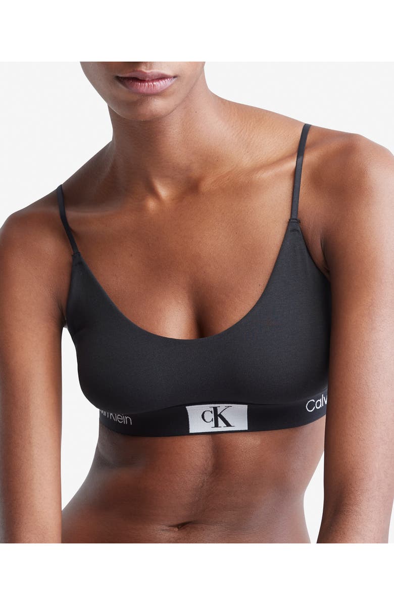 Calvin Klein 1996 Unlined Stretch Cotton Bralette, Alternate, color,