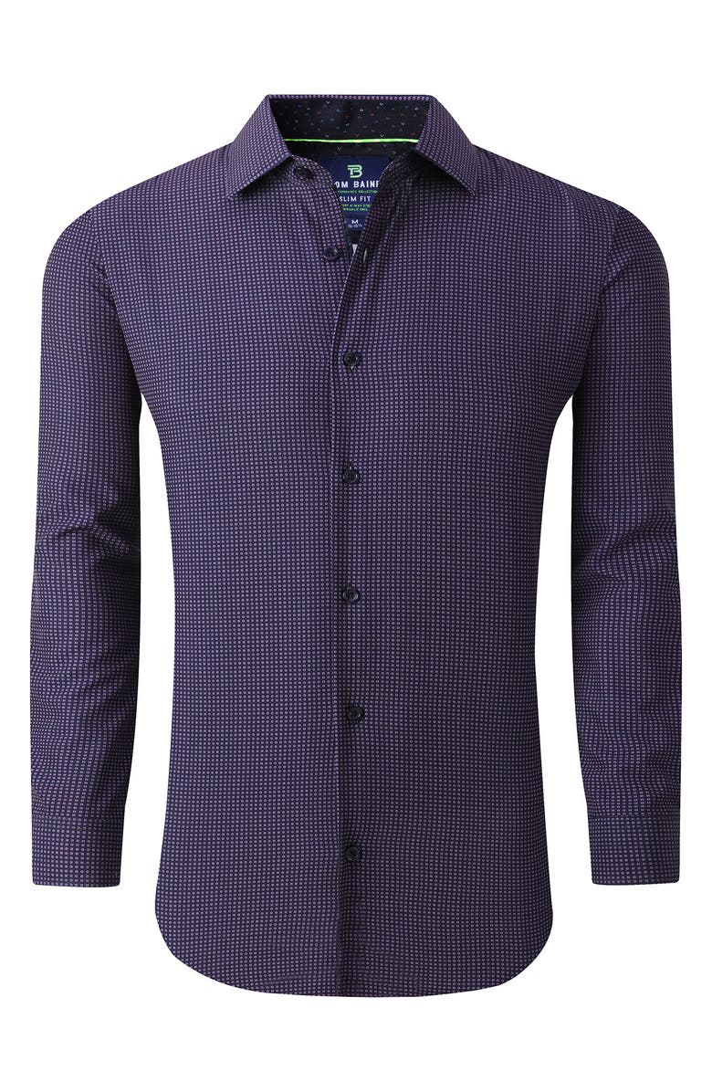 TOM BAINE Regular Fit Performance Stretch Long Sleeve Button Front Shirt, Alternate, color, Blue