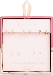 Leith Set of 5 Cubic Zirconia Bezel Stud & Hoop Earrings