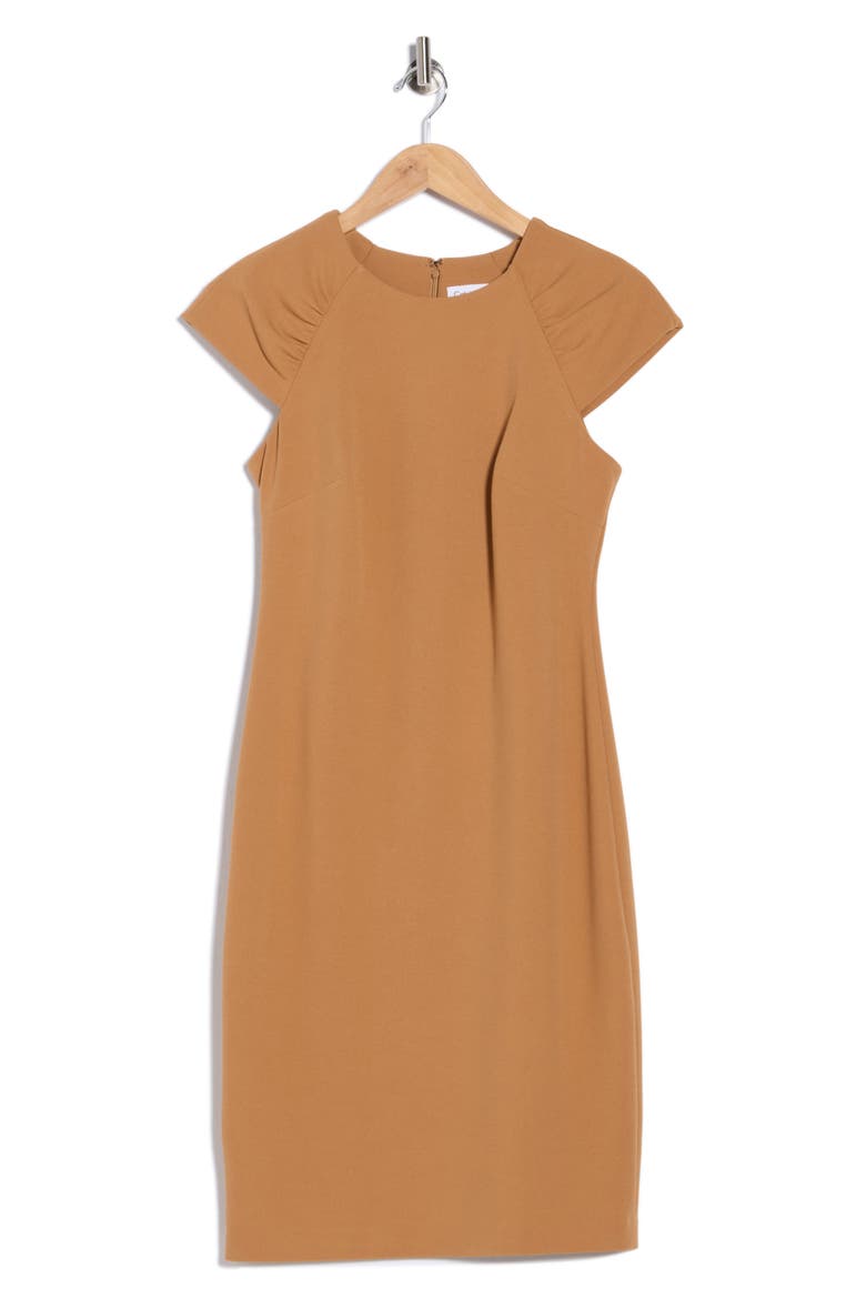 Cap Sleeve Sheath Dress, Alternate, color, LUGGAGE