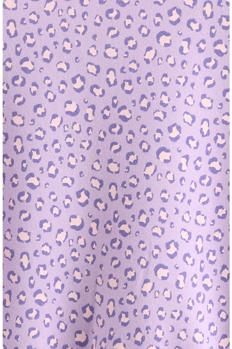 Kids' Ruffle Cotton Blend Sweatshirt, Alternate, color, PURPLE BLOOM PLAYFUL LEOPARD