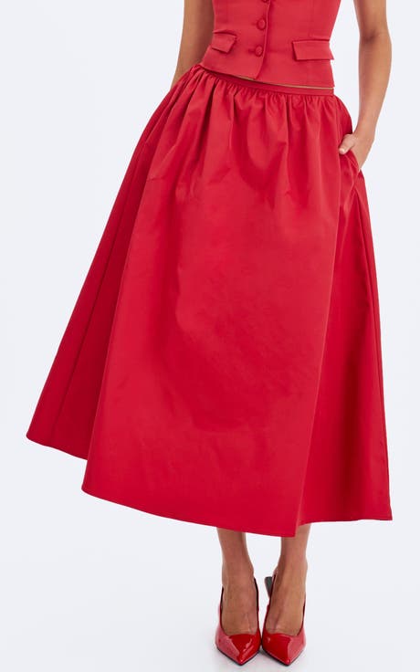 Ursel Gathered A-Line Midi Skirt