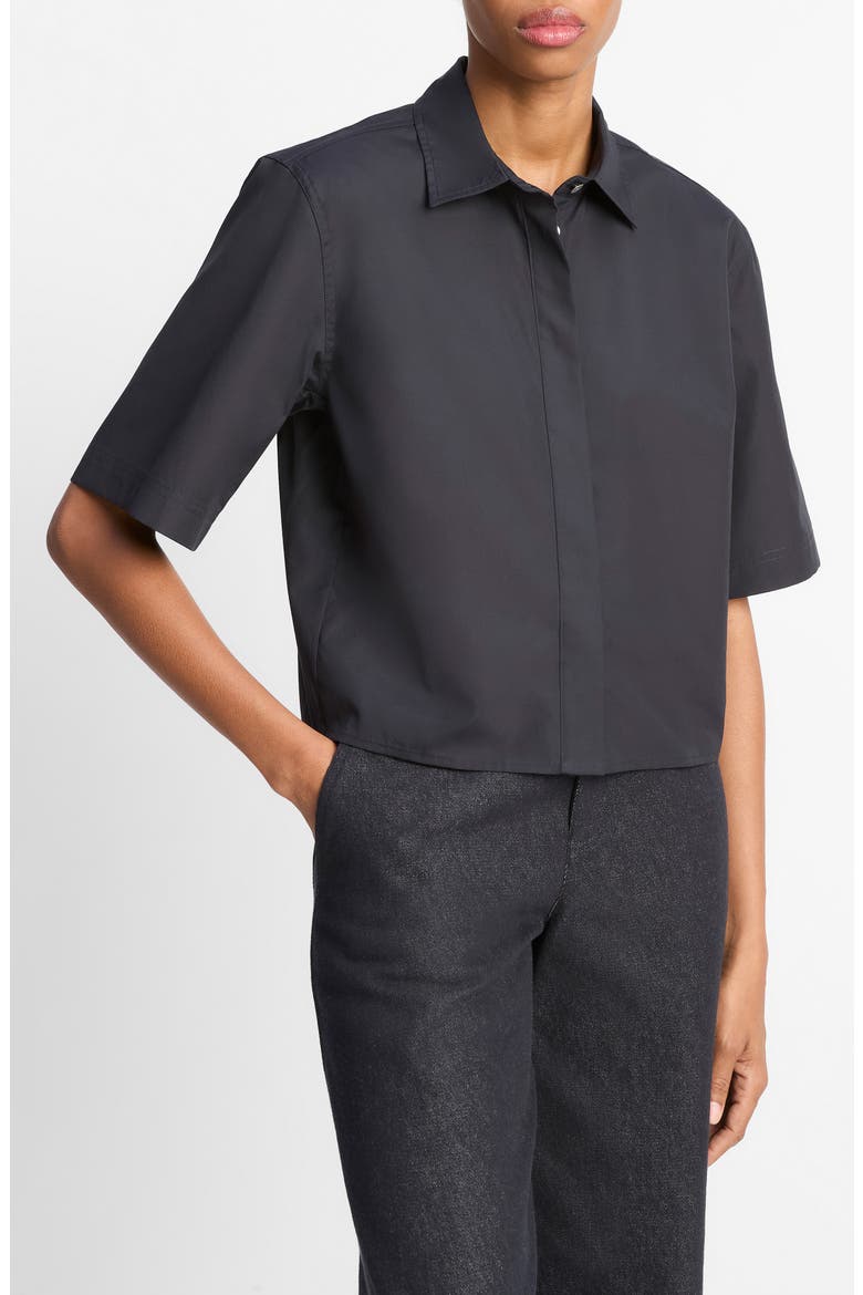 Oversize Crop Cotton Shirt, Main, color, 403CBL-COASTAL BLUE
