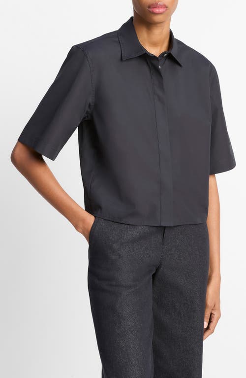 Vince Oversize Crop Cotton Shirt In Black
