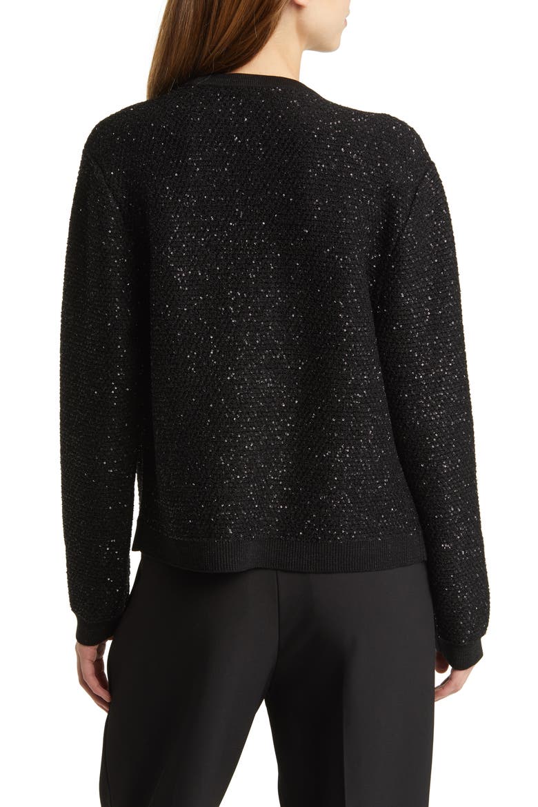 Sequin Sweater Jacket, Alternate, color, BLACK