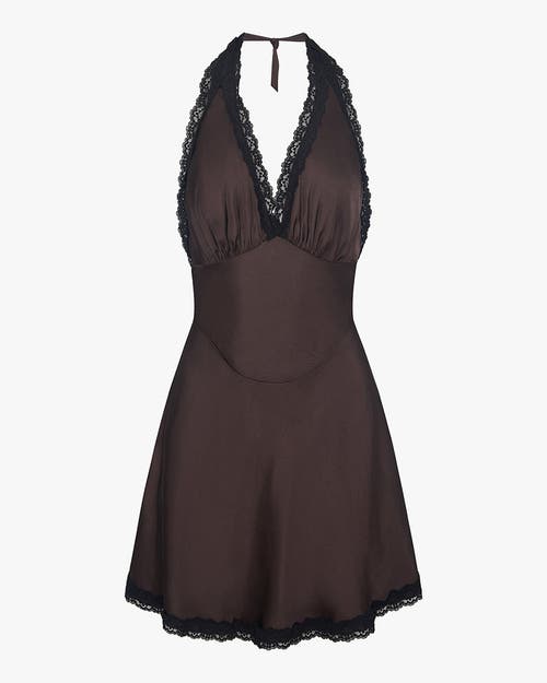 Weworewhat Halter Lace Mini Dress In Gray