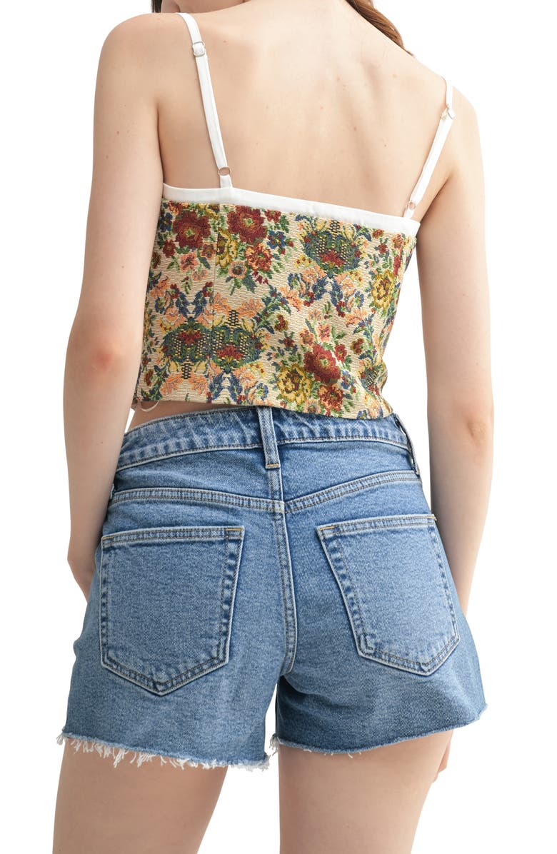 All in Favor Lace Trim Tapestry Corset Top, Alternate, color, Taupe Multi