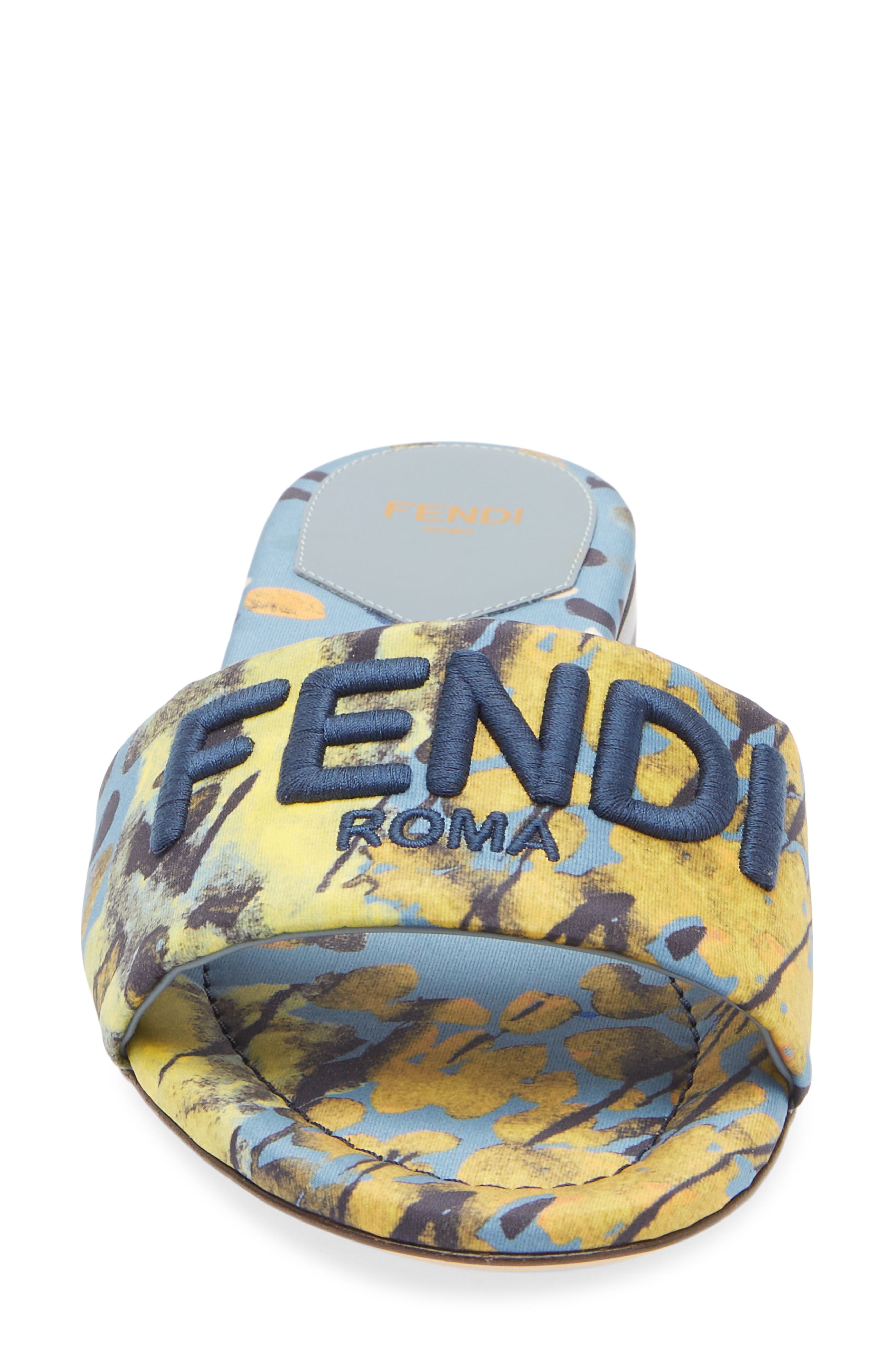Fendi Signature Slide Sandal, Alternate, color, Blue
