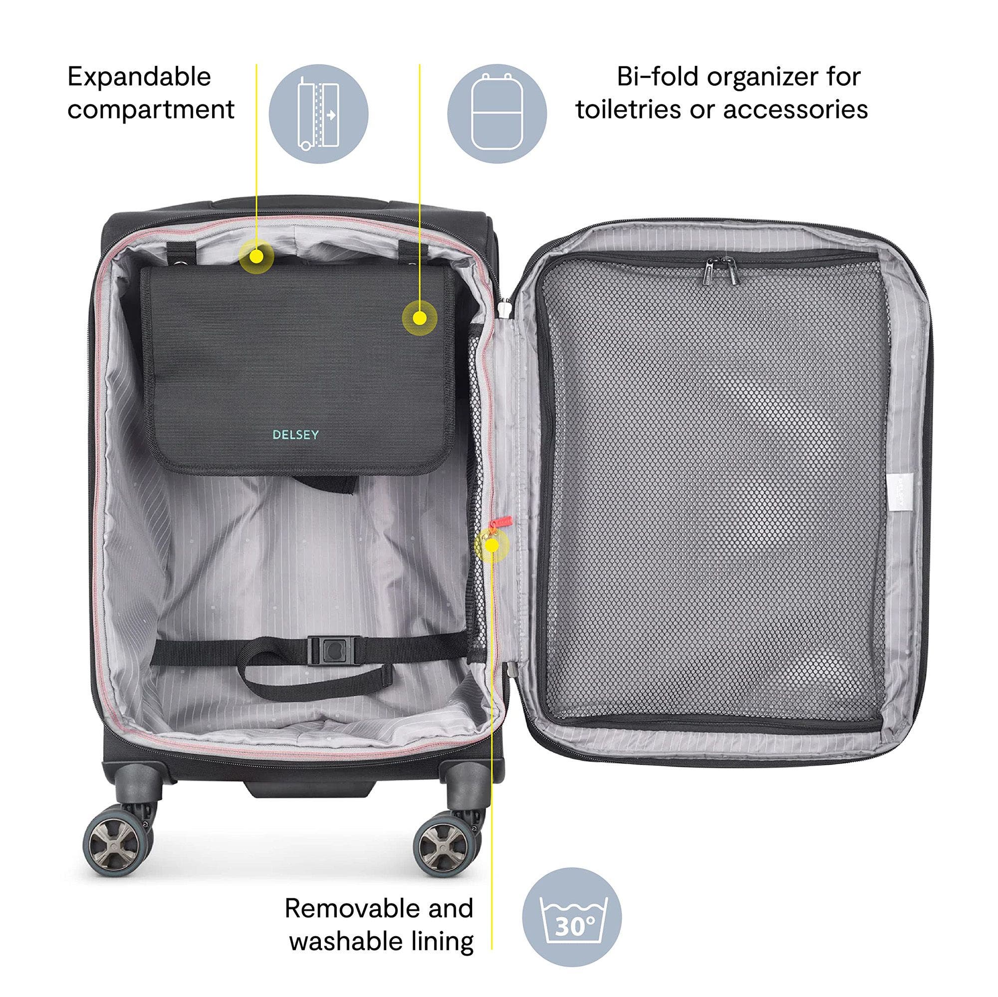 Delsey Paris Helium DLX Softside 2 Piece Set Weekender Tote Bag & 20" Carry-On, Alternate, color, Navy