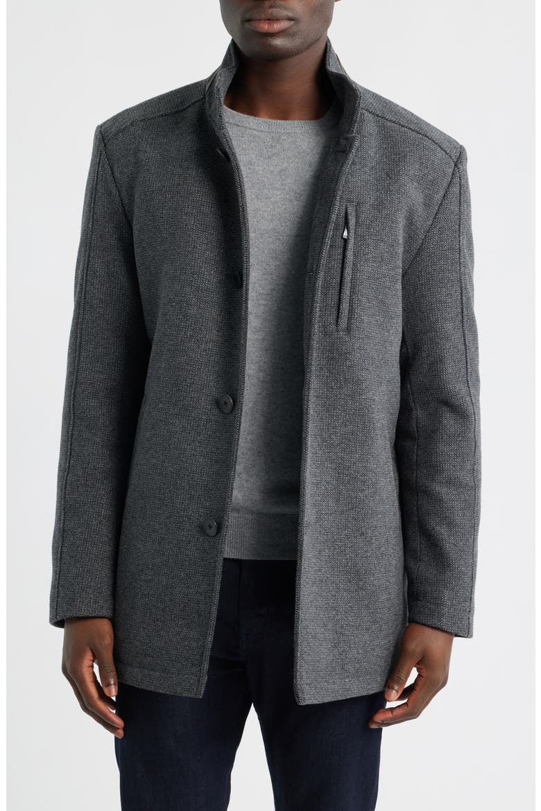 Upton Wool Blend Car Coat with Removable Bib, Alternate, color, CHARCOAL