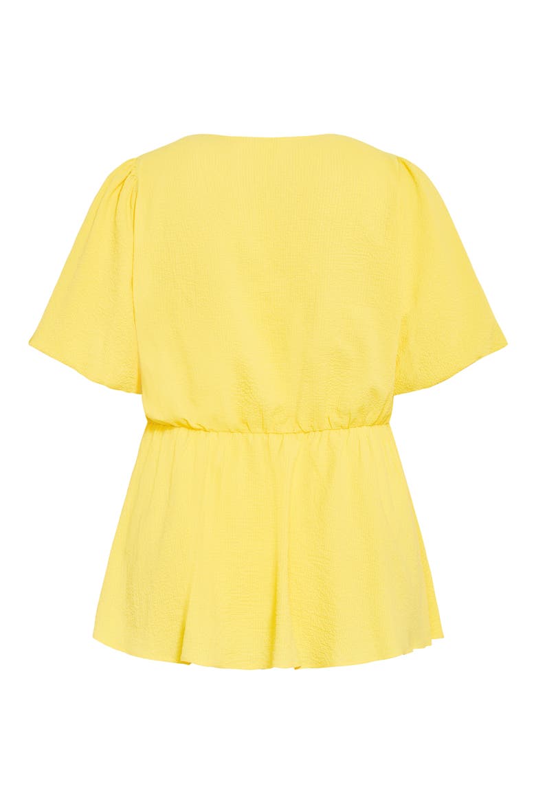 Christa Puff Sleeve Faux Wrap Top, Alternate, color, BUTTERCUP