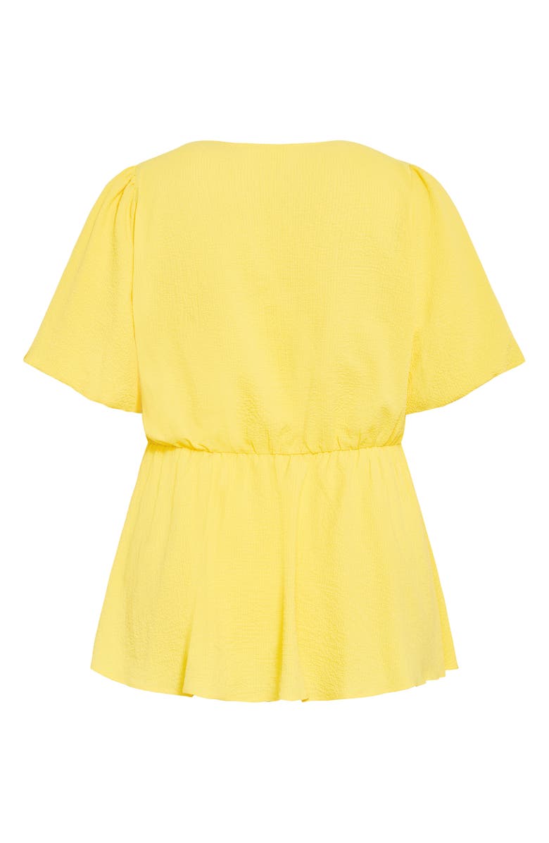 City Chic Christa Puff Sleeve Faux Wrap Top, Alternate, color, 