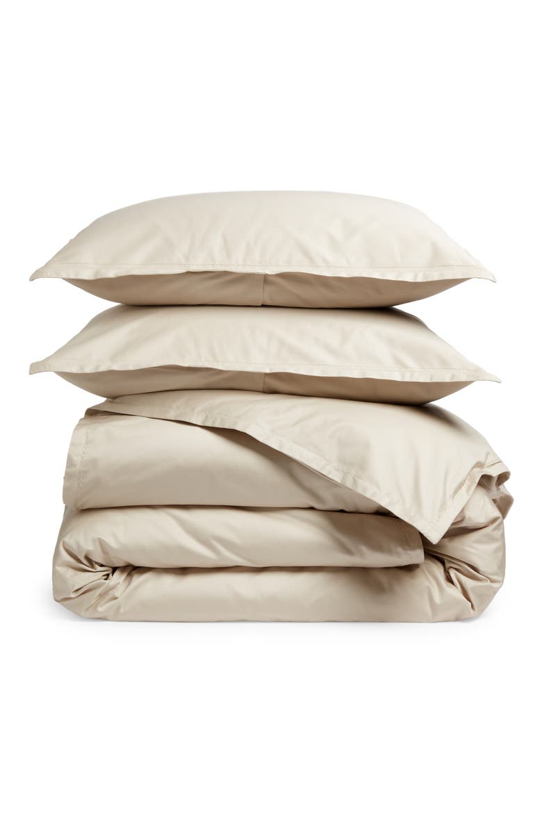 400 Thread Count Organic Cotton Sateen Duvet Cover & Shams Set, Main, color, BEIGE OATMEAL
