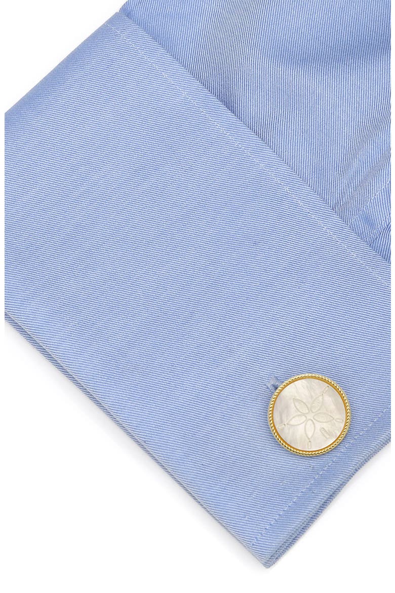 Sand Dollar Cuff Links, Alternate, color, GOLD