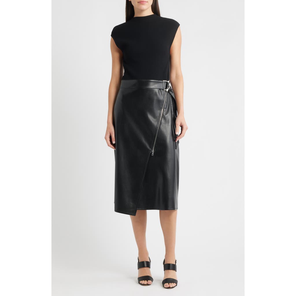 Hugo Boss Boss Flederi Mixed Media Midi Dress In Black