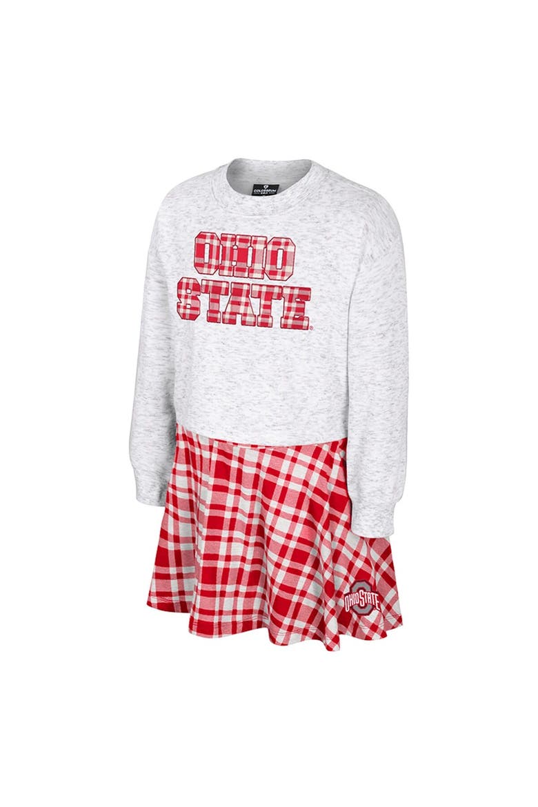 Girls Youth Colosseum Gray Ohio State Buckeyes Marceline Plaid Skirt and Top Set, Alternate, color, Gray