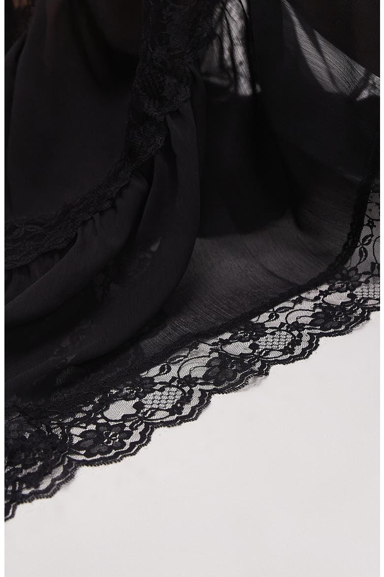 Tiered Sheer Lace Inset Maxi Skirt, Alternate, color, BLACK
