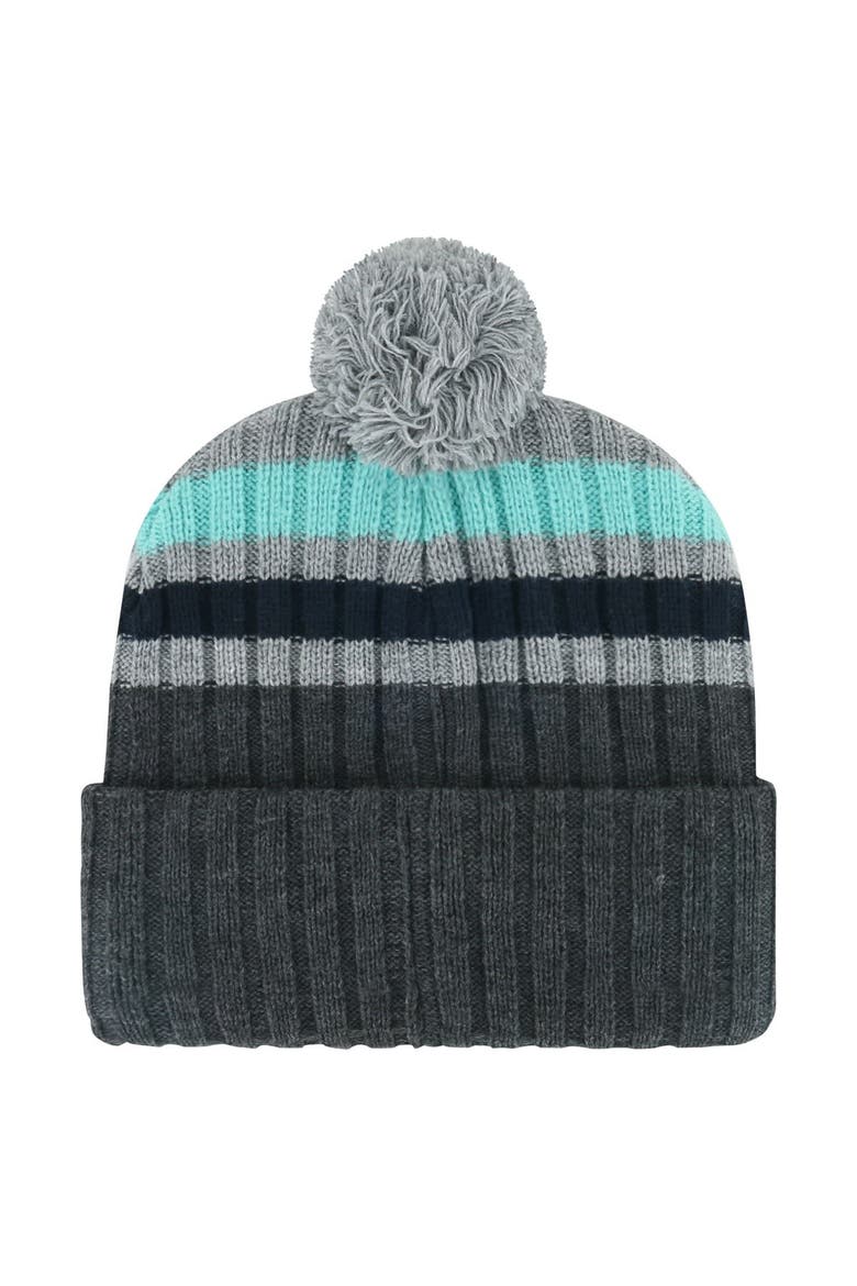 Men's '47 Gray Seattle Kraken Stack Patch Cuffed Knit Hat with Pom, Alternate, color, Gray