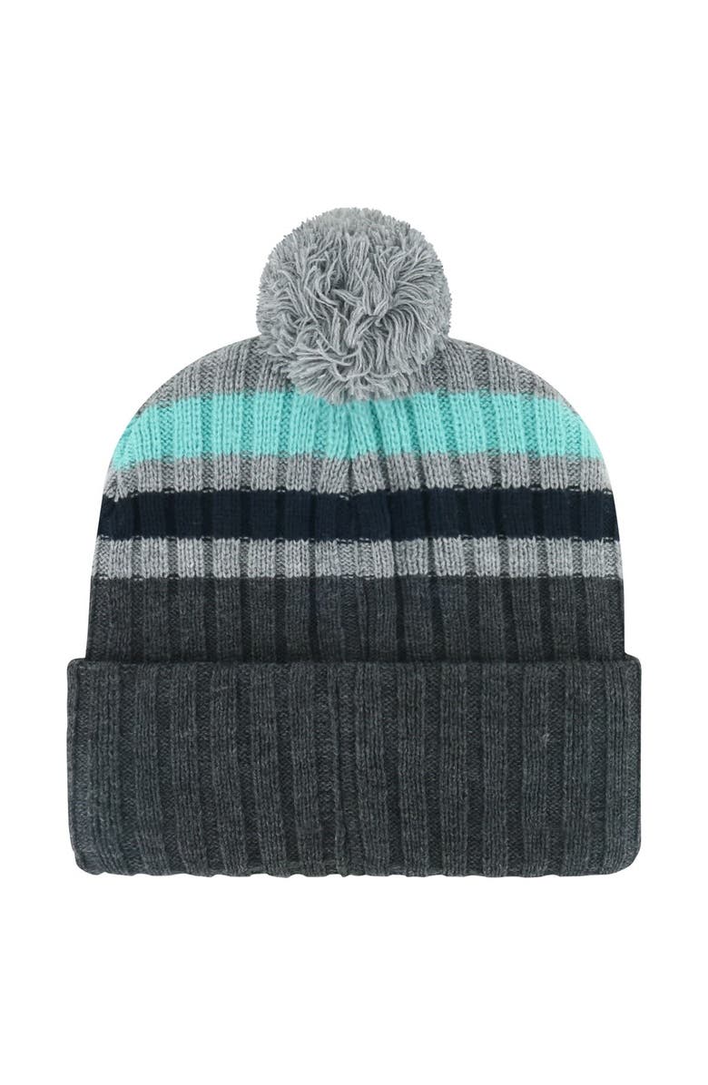 '47 Men's '47 Gray Seattle Kraken Stack Patch Cuffed Knit Hat with Pom, Alternate, color, Gray