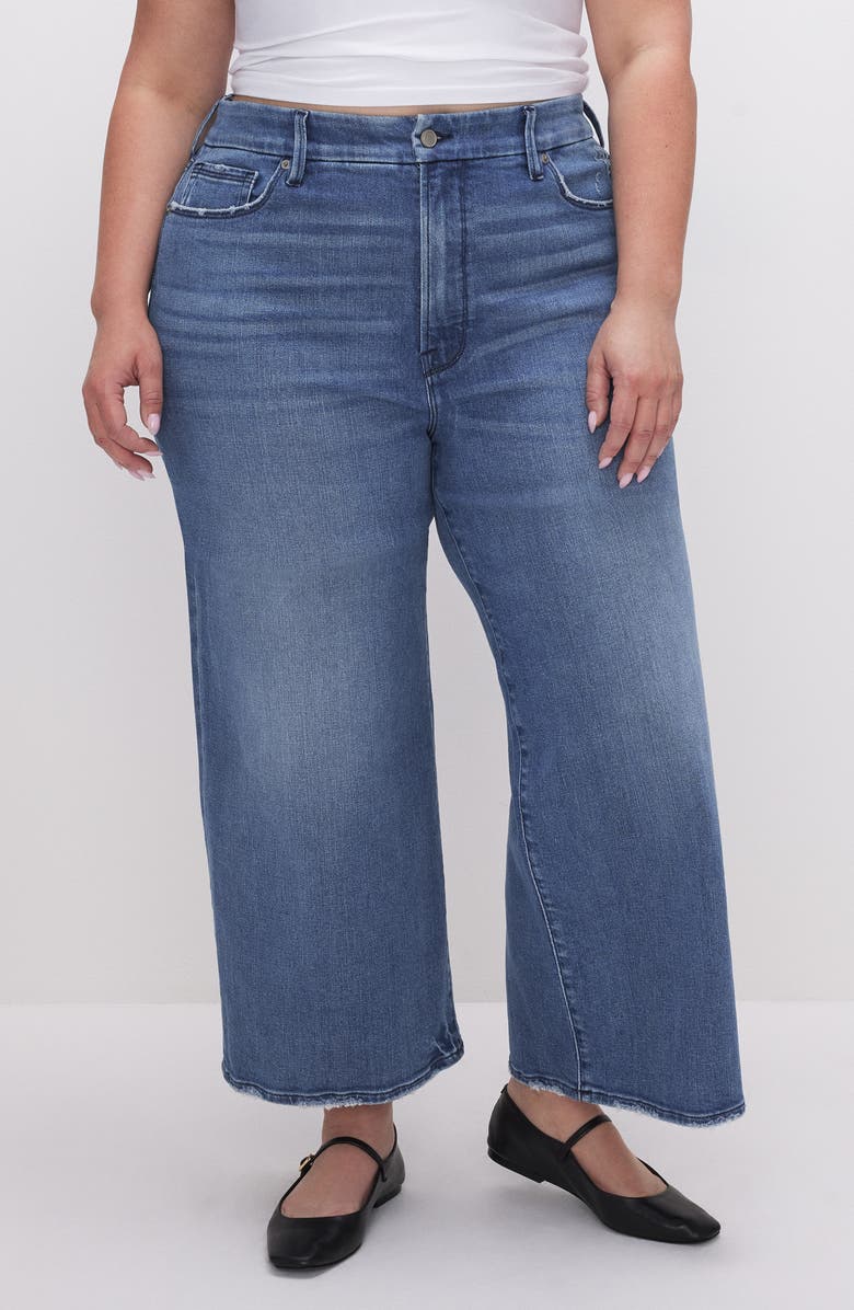 Good American Good Waist Crop Palazzo Jeans, Alternate, color, Indigo338