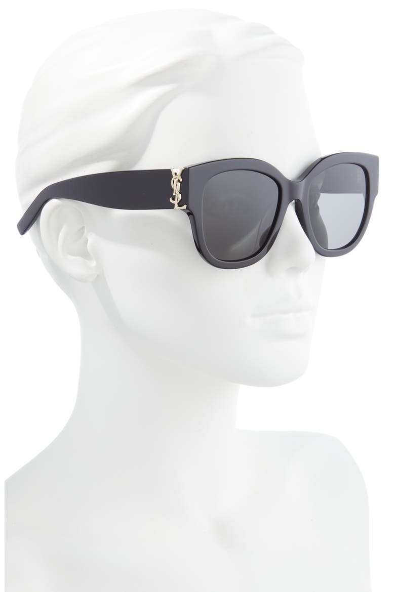 56mm Cat Eye Sunglasses, Alternate, color, BLACK