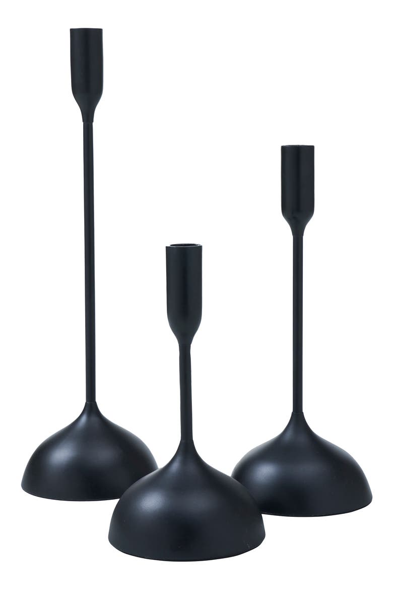 Ferris Set of 3 Candleholders, Main, color, BLACK
