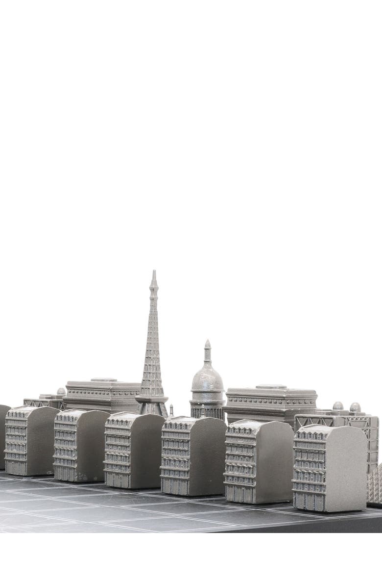 SKYLINE CHESS Chess Set Stainless Steel PARIS with Paris Map Board, Alternate, color, Black