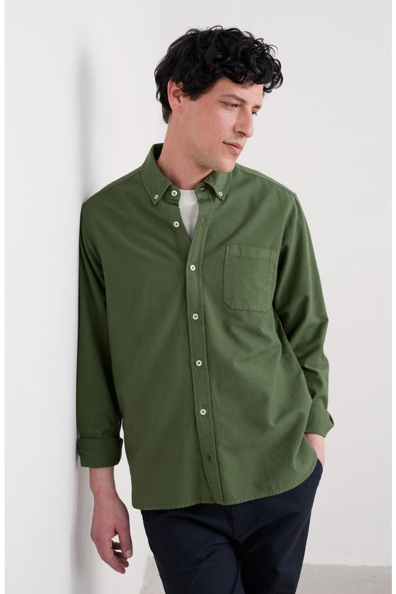 Janken Solid Organic Cotton Button-Down Oxford Shirt, Alternate, color, HOSTA