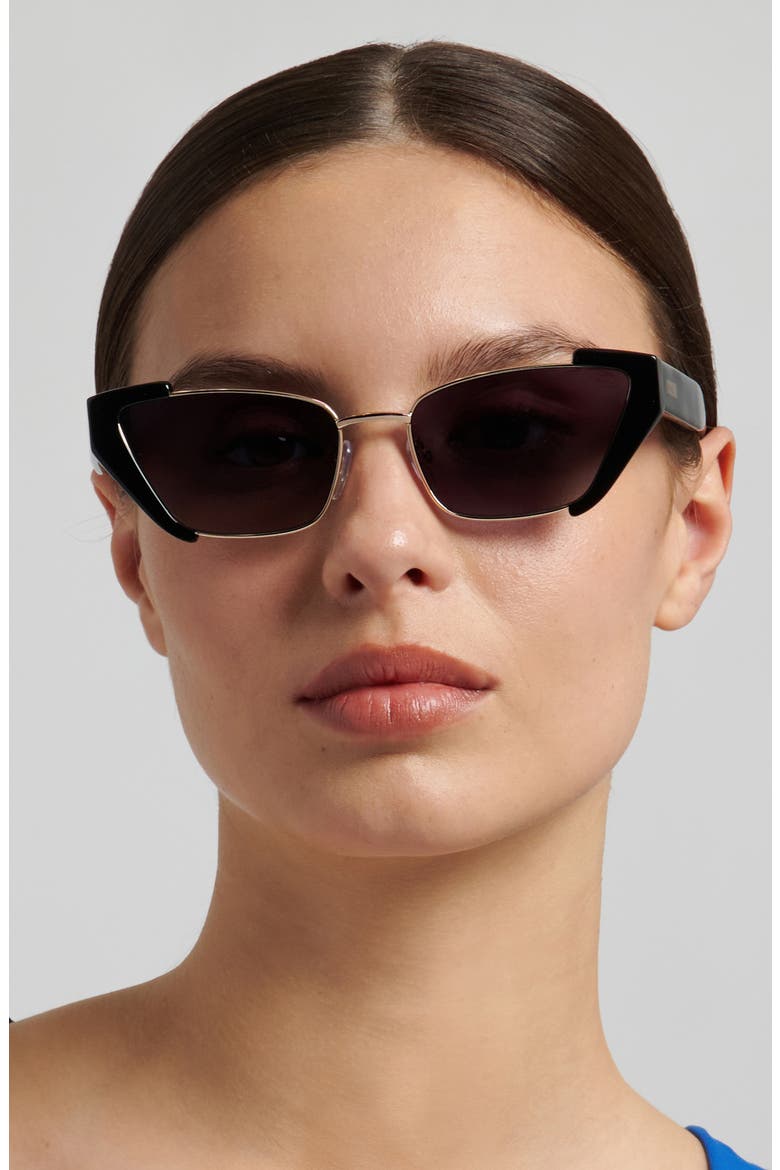 56mm Cat Eye Sunglasses, Alternate, color, BLACK GOLD/ DARK GREY SF