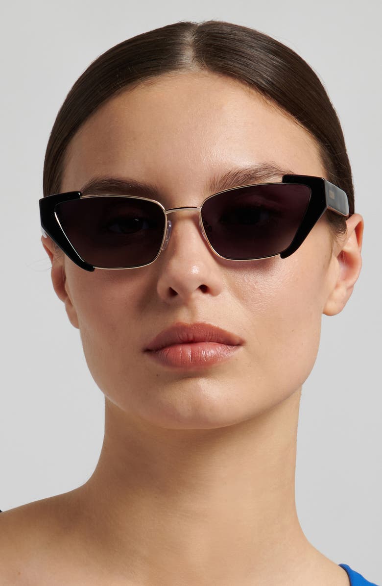 Moschino 56mm Cat Eye Sunglasses, Alternate, color, Black Gold/ Dark Grey Sf