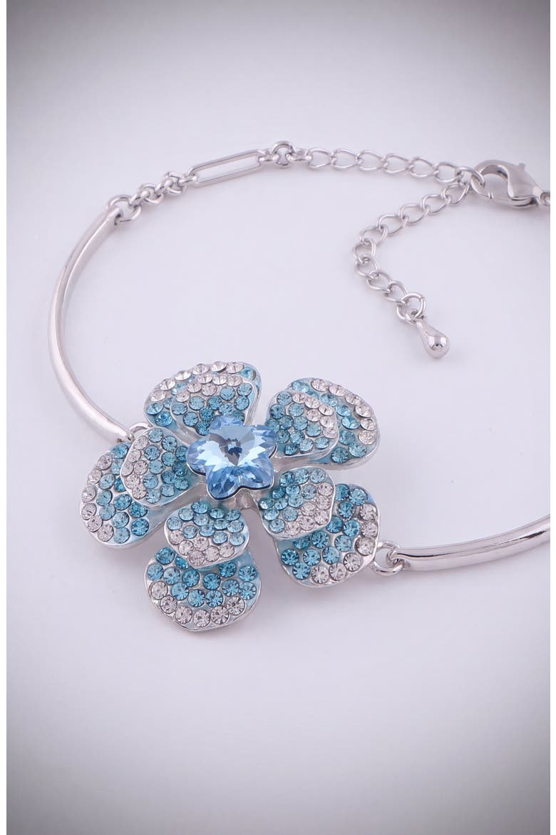 Crystal Flower Blossom Bracelet, Alternate, color, Silver Tone