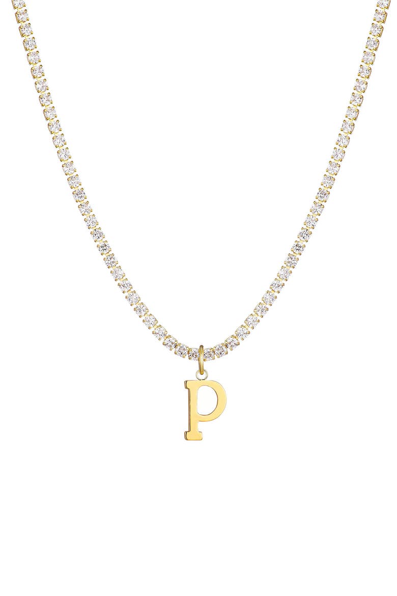Initial Charm Tennis Necklace, Main, color, GOLD-P