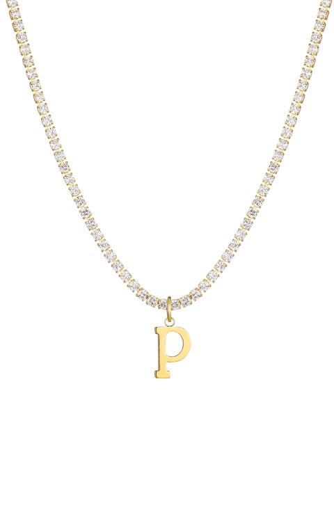 Initial Charm Tennis Necklace