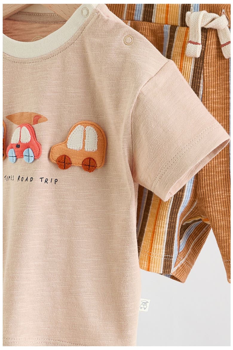 Road Trip Appliqué T-Shirt & Drawstring Shorts Set, Alternate, color, ORANGE