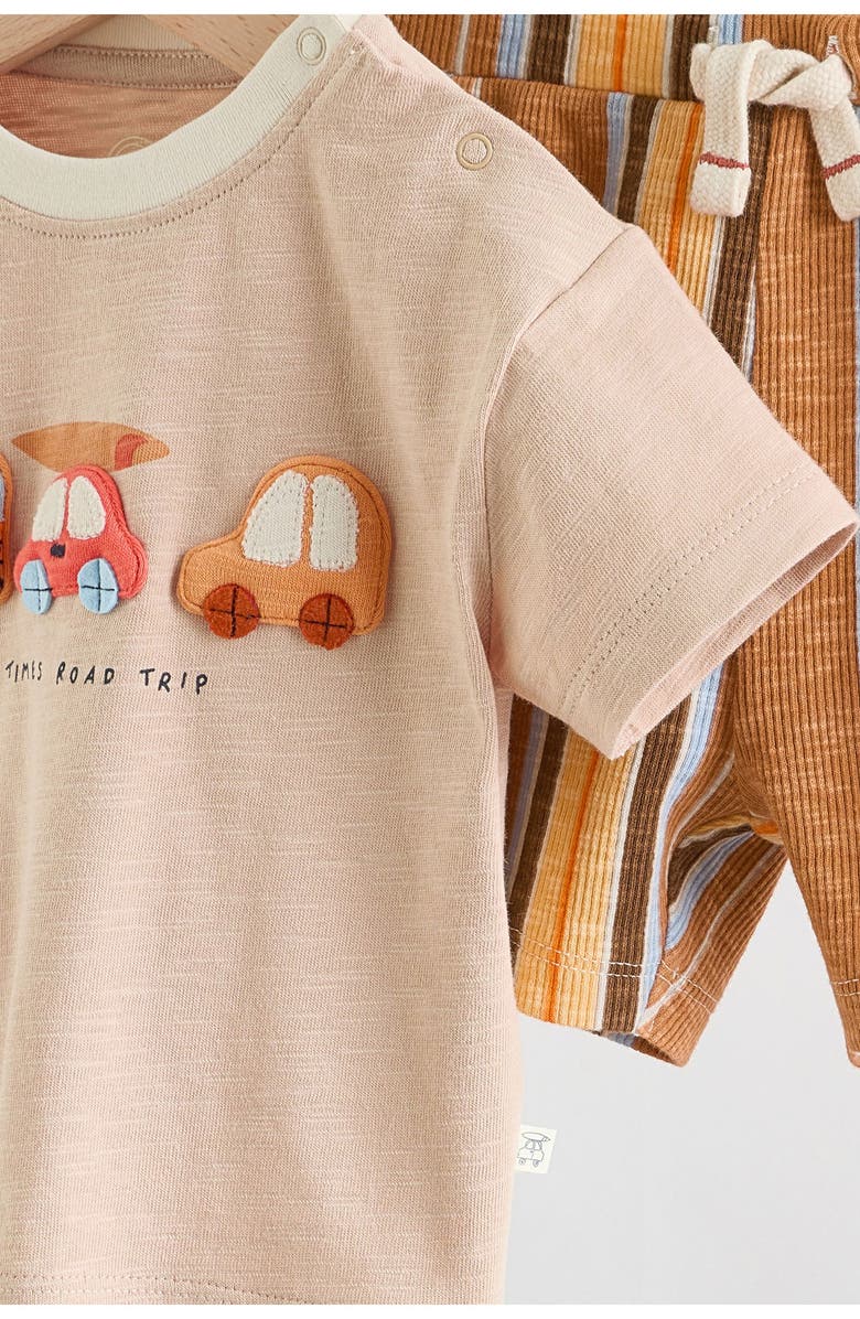 NEXT Road Trip Appliqué T-Shirt & Drawstring Shorts Set, Alternate, color, Orange