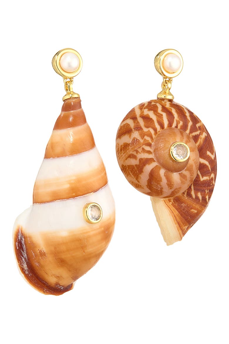 Caracol Drop Earrings, Alternate, color, BROWN