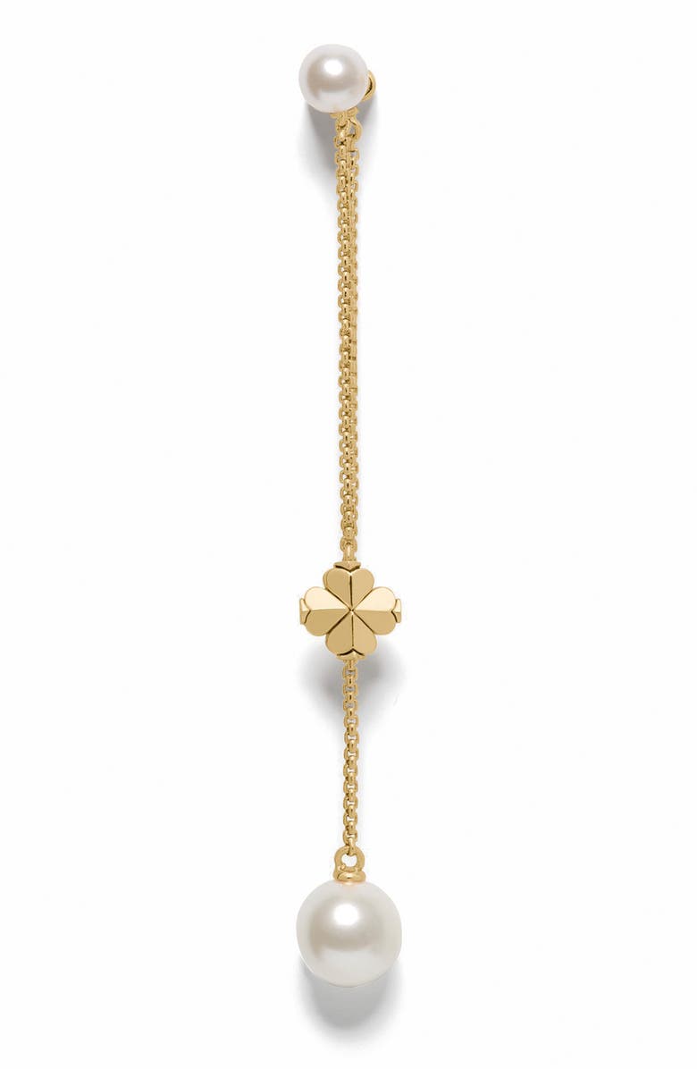 Kate Spade New York spade flower & faux pearl chain linear earrings, Alternate, color, Gold