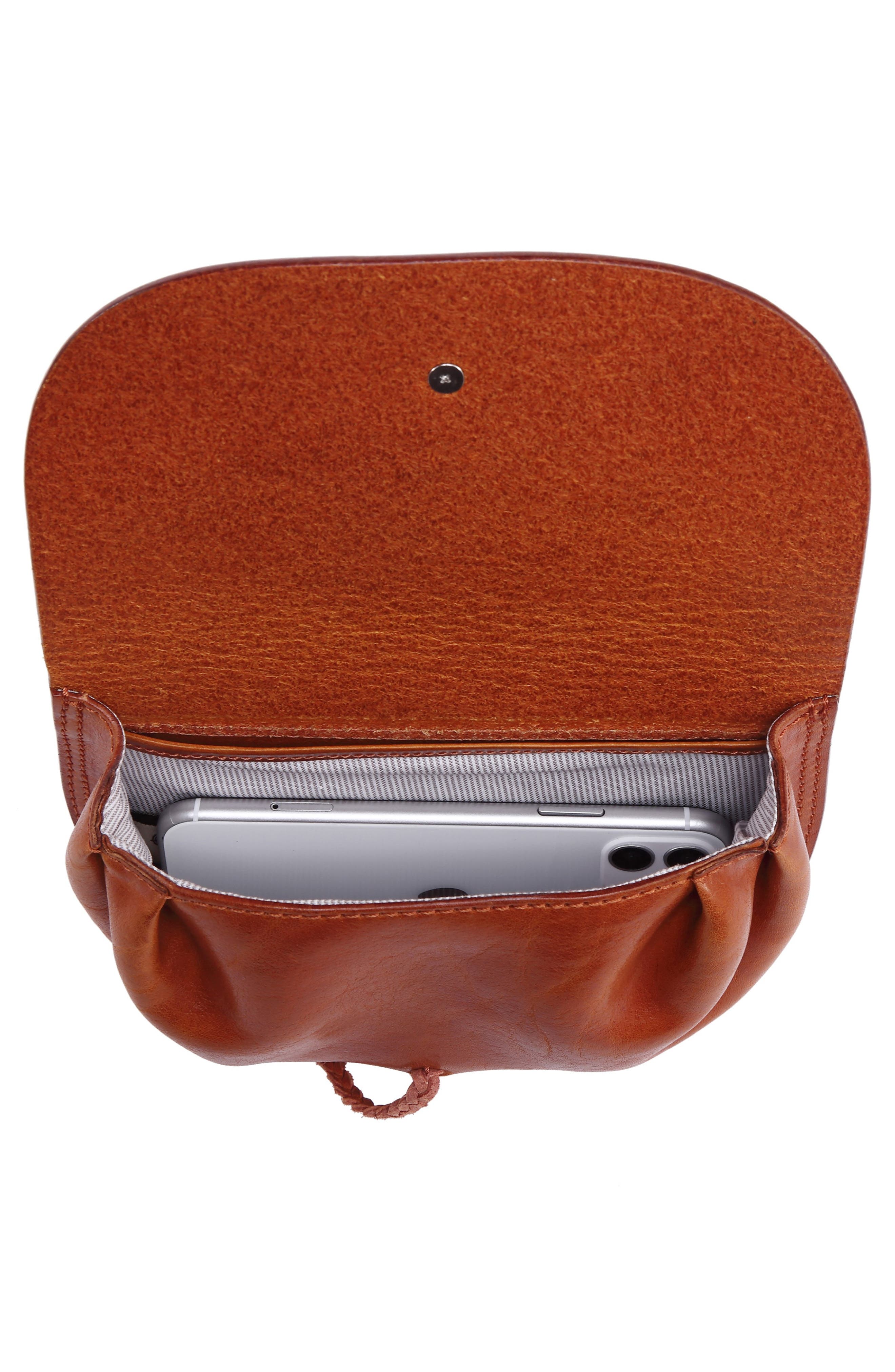 Leather Chain Crossbody Bag, Alternate, color, COGNAC