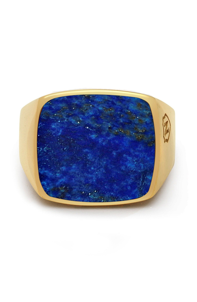 Nialaya Gold-Plated Lapis Signet Ring, Main, color, Blue Lapis