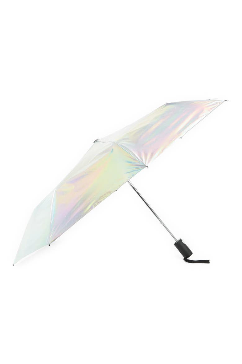 Iridescent Auto Open & Close Compact Umbrella, Main, color, IRIDESCENT