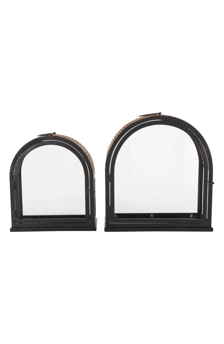 GINGER BIRCH STUDIO Set of 2 Lantern Candleholders, Alternate, color, Black