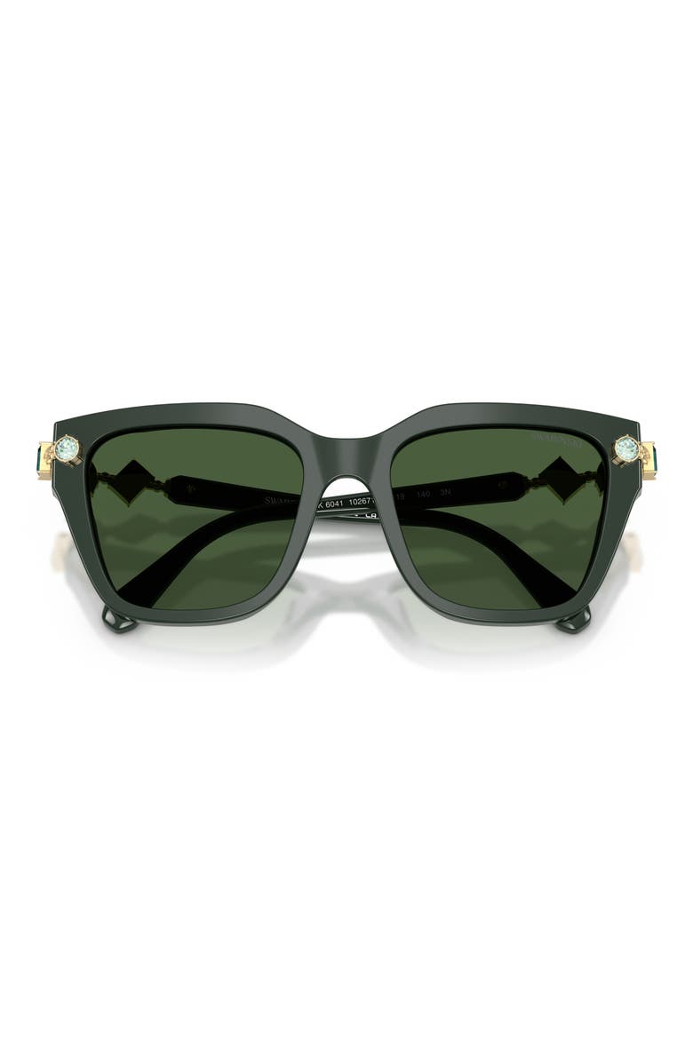 53mm Irregular Sunglasses, Alternate, color, DARK GREEN / DARK GREEN