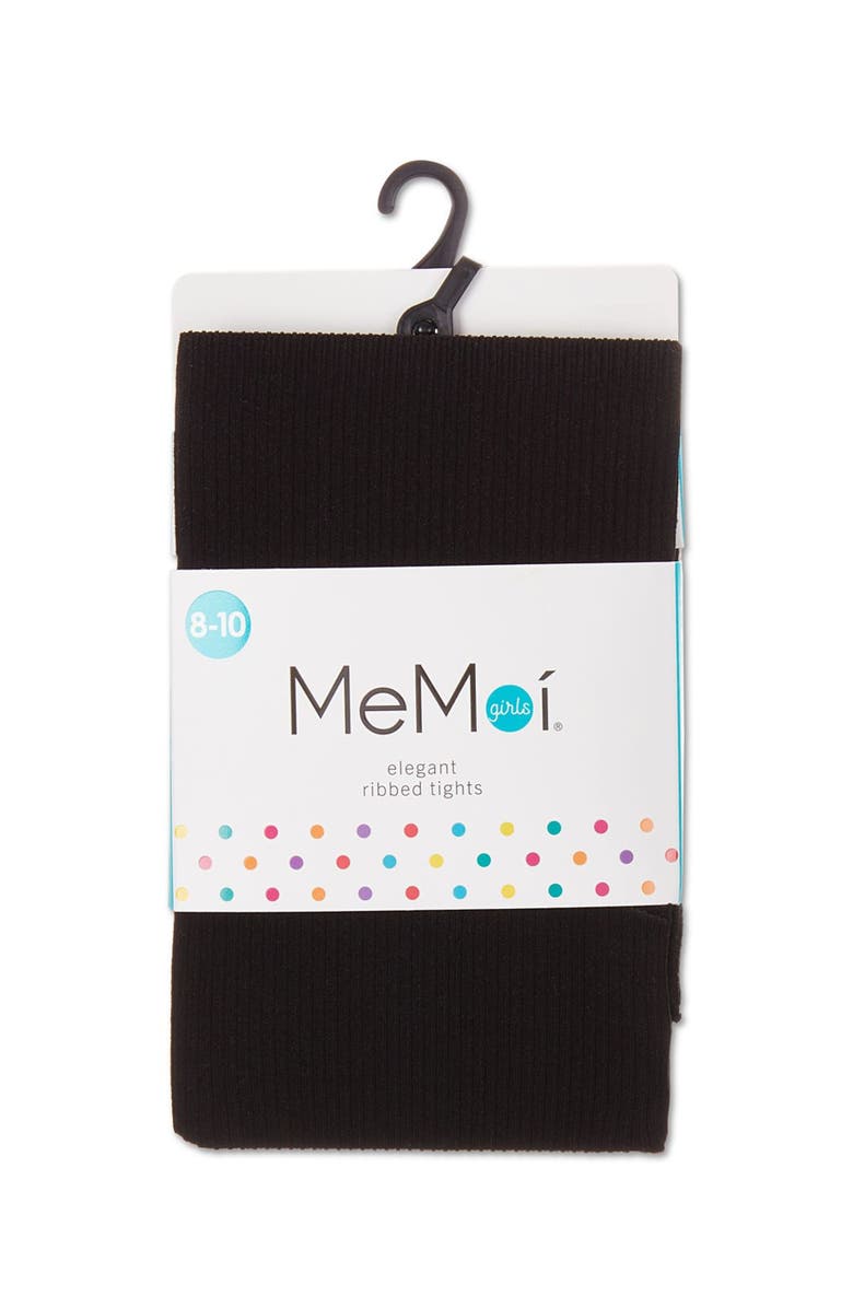 MeMoi Ribbed Nylon Tights, Alternate, color, Black