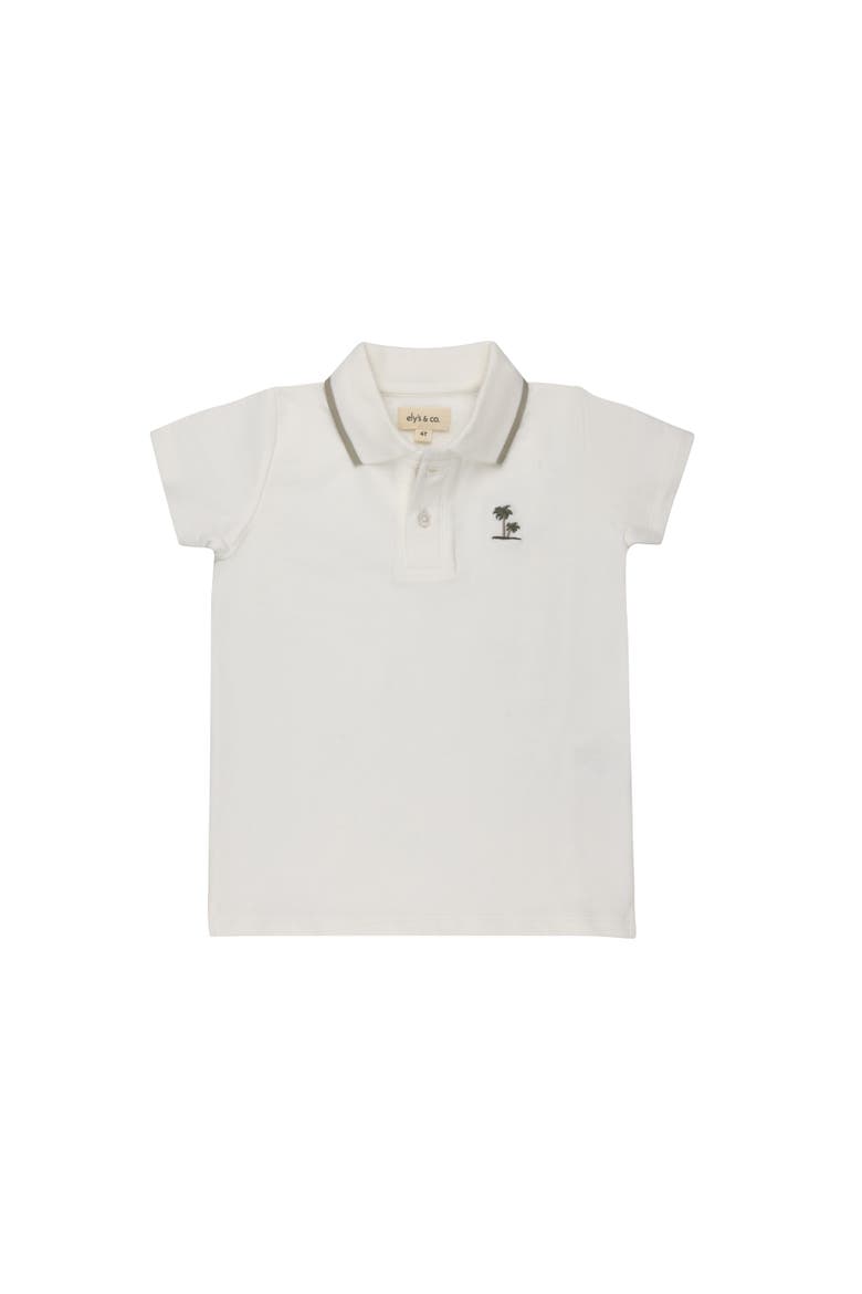 Embroidered Palm Trees Collection - Boys Polo, Main, color, Ivory