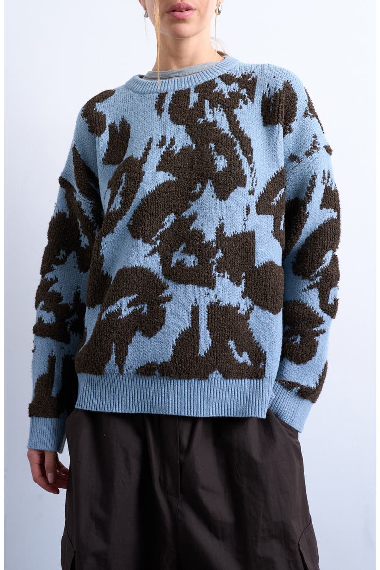 Loop Textured Pattern Sweater, Main, color, MEDIUM BLUE