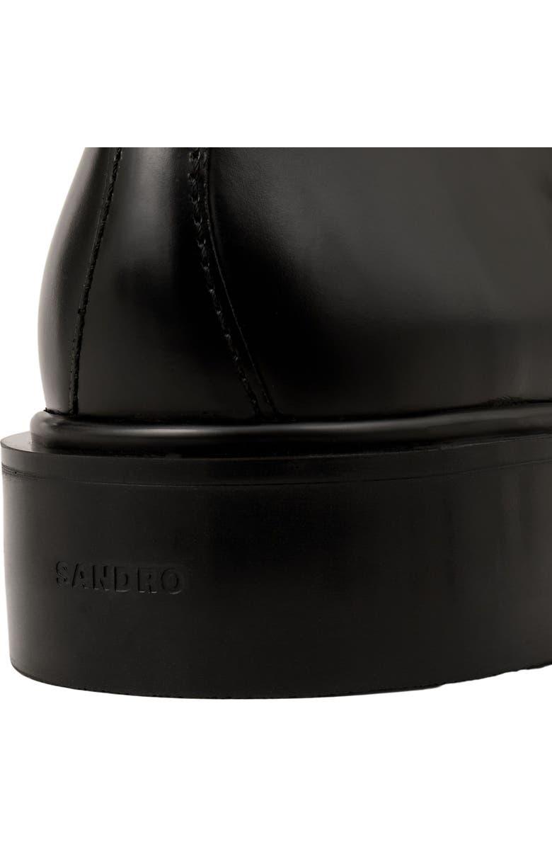 SANDRO Glazed leather derbies, Alternate, color, Black