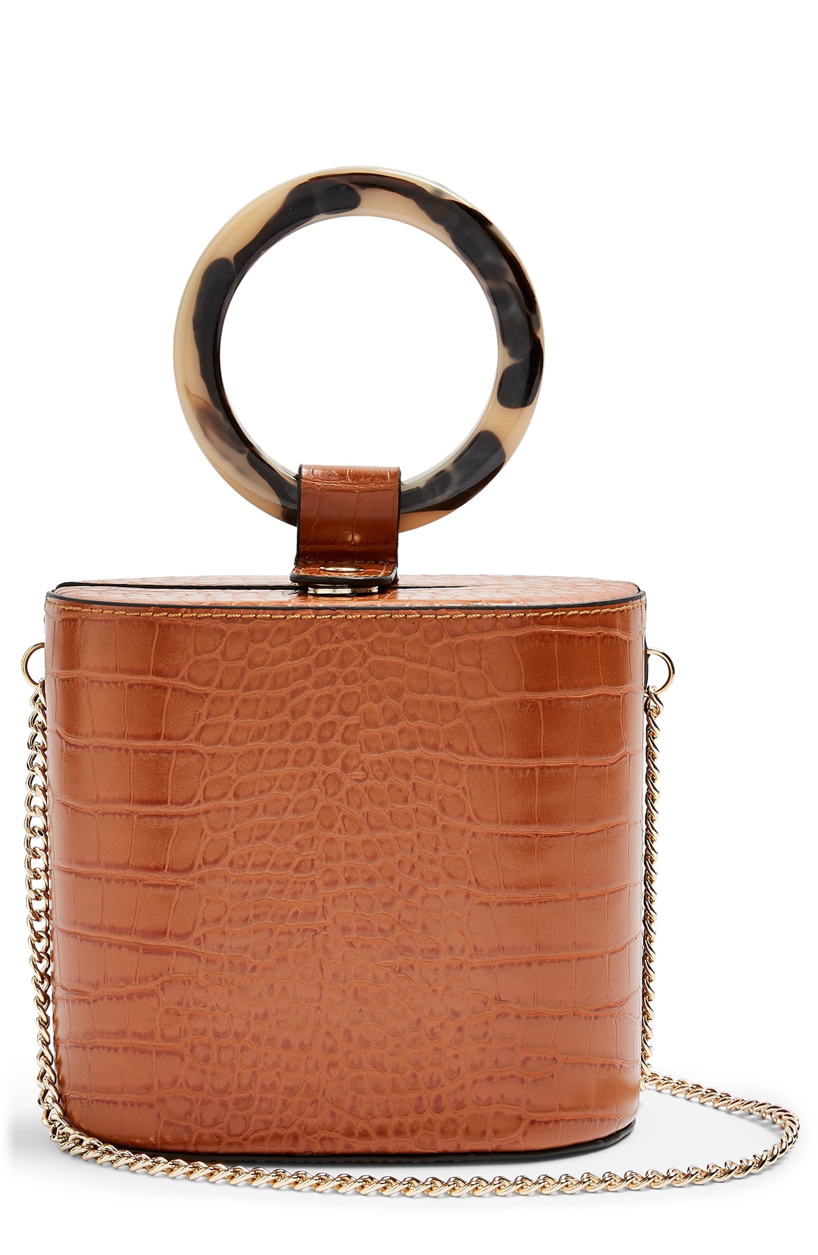 Topshop Gaze Crocodile Grab Bag, Main, color, 