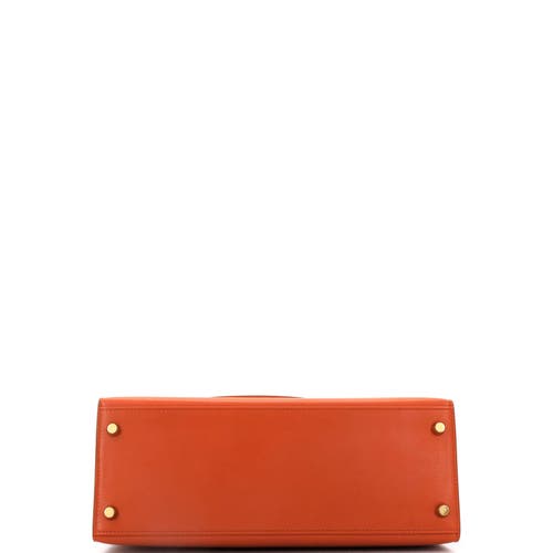 Pre-owned Hermes  Hermes Kelly Handbag Orange Tadelakt With Gold Hardware 28 In Brown