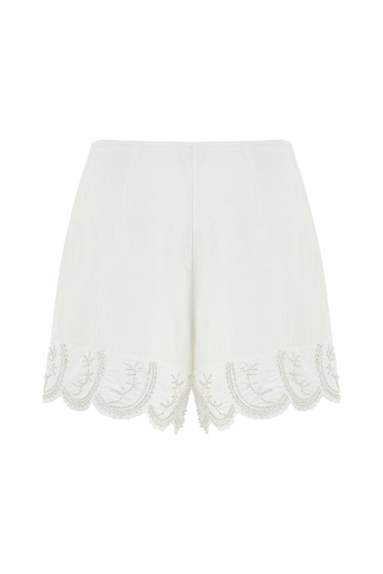 Stone Detailed Shorts, Alternate, color, White