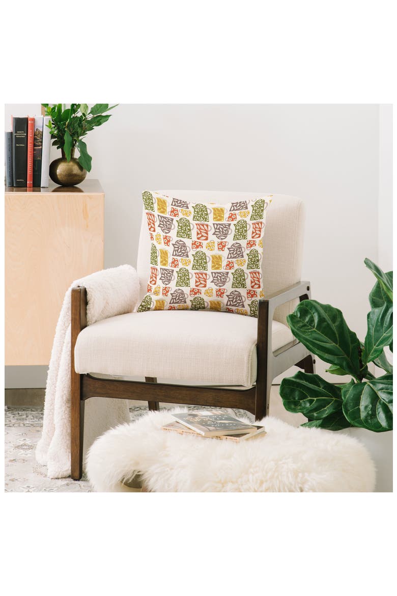 Buongiorno Retro Floral Coffee Accent Pillow, Alternate, color, GREEN
